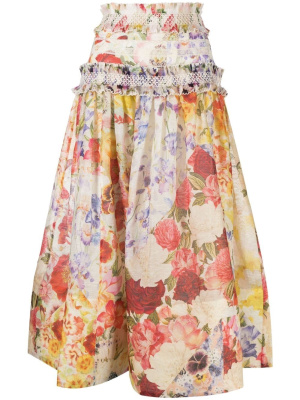 

Wonderland smocked midi skirt, ZIMMERMANN Wonderland smocked midi skirt