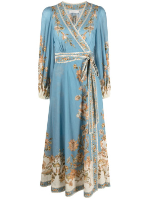 

Chintz floral-print wrap midi dress, ZIMMERMANN Chintz floral-print wrap midi dress