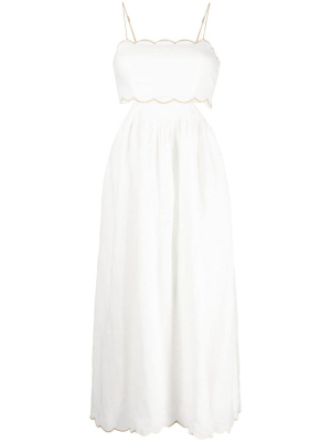 

Devi scallop-trim linen dress, ZIMMERMANN Devi scallop-trim linen dress