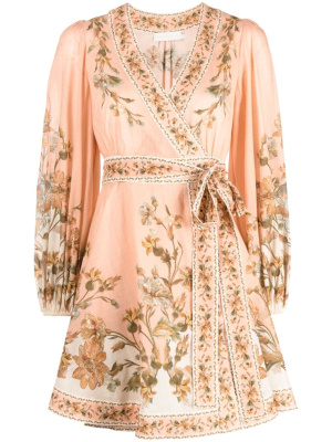 

Chintz floral-print cotton wrap minidress, ZIMMERMANN Chintz floral-print cotton wrap minidress