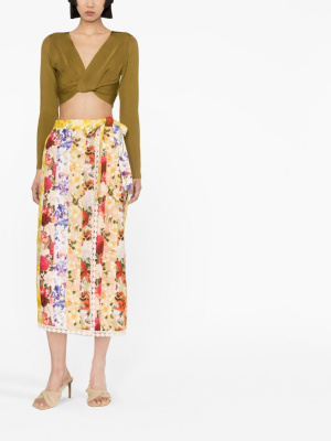 

Wonderland floral-print wrap skirt, ZIMMERMANN Wonderland floral-print wrap skirt