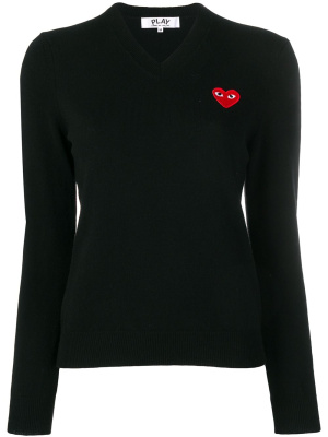 

V-neck logo patch jumper, Comme Des Garçons Play V-neck logo patch jumper