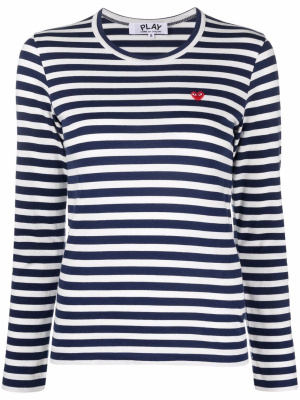 

Logo-embroidered striped T-shirt, Comme Des Garçons Play Logo-embroidered striped T-shirt