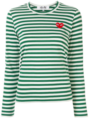 

Striped logo-patch T-shirt, Comme Des Garçons Play Striped logo-patch T-shirt