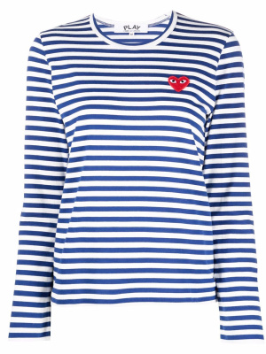 

Heart-patch striped T-shirt, Comme Des Garçons Play Heart-patch striped T-shirt
