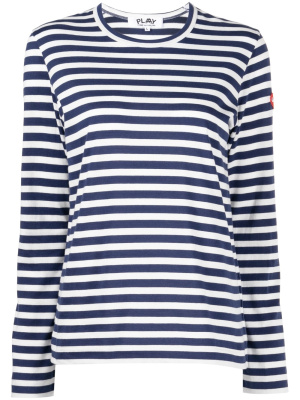 

X Invader pixelated-heart striped top, Comme Des Garçons Play X Invader pixelated-heart striped top