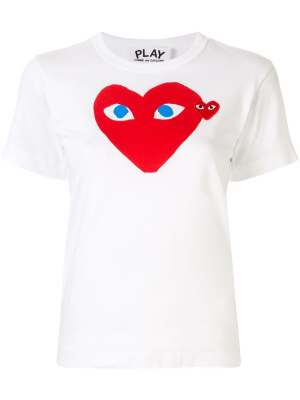 

Heart print logo patch T-shirt, Comme Des Garçons Play Heart print logo patch T-shirt