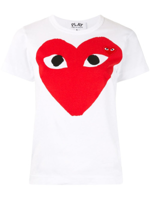 

Heart print logo patch T-shirt, Comme Des Garçons Play Heart print logo patch T-shirt