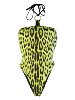 

Leopard print halterneck swimsuit, Roberto Cavalli Leopard print halterneck swimsuit