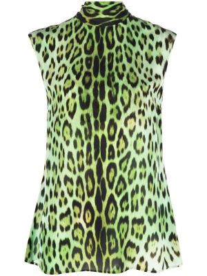 

Multi-print sleeveless blouse, Roberto Cavalli Multi-print sleeveless blouse