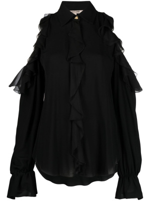 

Cold-shoulder frilled blouse, Roberto Cavalli Cold-shoulder frilled blouse