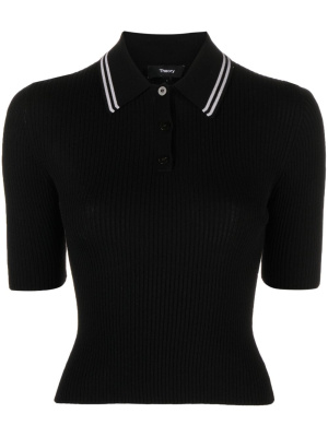 

Ribbed-knit polo shirt, Theory Ribbed-knit polo shirt