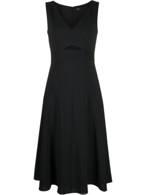 

V-neck flared-skirt midi dress, Theory V-neck flared-skirt midi dress