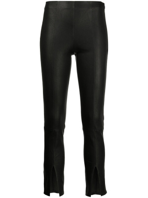 

Cropped slit-cuff leather trousers, Theory Cropped slit-cuff leather trousers