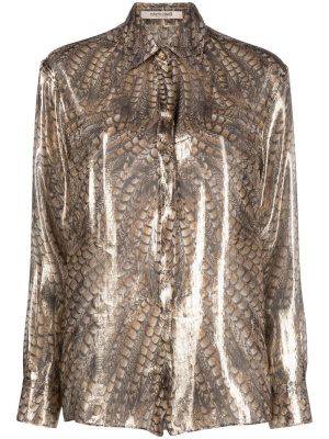 

Hawk-print metallic shirt, Roberto Cavalli Hawk-print metallic shirt