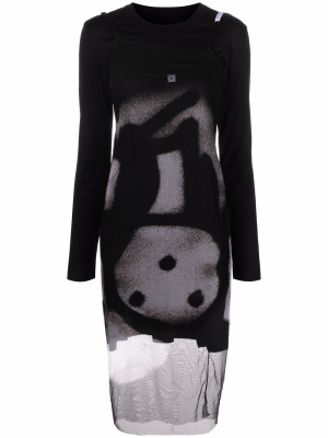 

Graphic-print long-sleeve dress, Givenchy Graphic-print long-sleeve dress