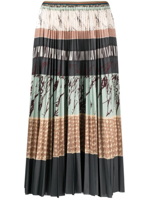 

Assembled Stripe pleated midiskirt, Paul Smith Assembled Stripe pleated midiskirt