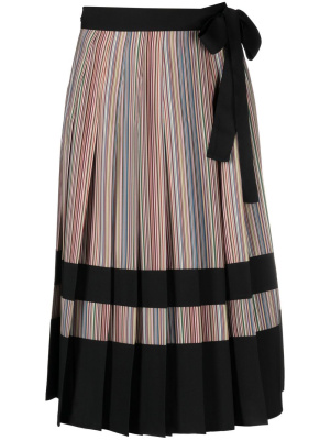 

Striped tied-waist pleated skirt, Paul Smith Striped tied-waist pleated skirt