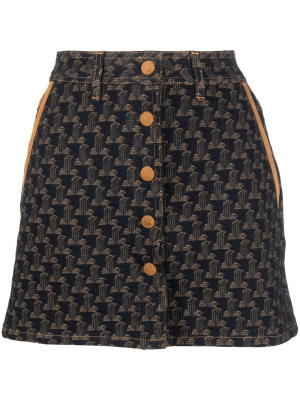 

Logo-jacquard denim skirt, Lanvin Logo-jacquard denim skirt