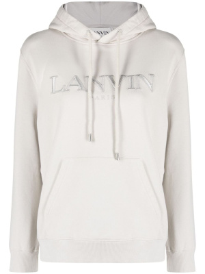 

Logo-embroidered cotton hoodie, Lanvin Logo-embroidered cotton hoodie
