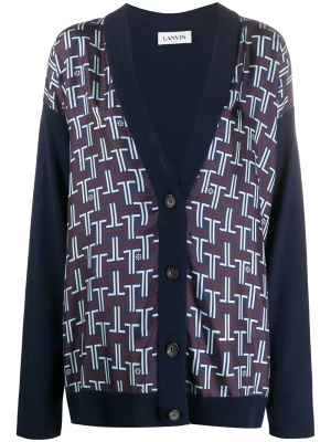 

Logo-print panelled cardigan, Lanvin Logo-print panelled cardigan