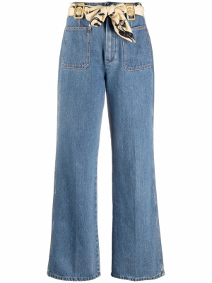 

High-waisted scarf-detail jeans, Lanvin High-waisted scarf-detail jeans