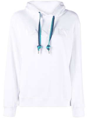 

Logo-embroidered drawstring hoodie, Lanvin Logo-embroidered drawstring hoodie