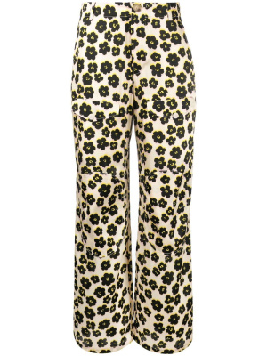 

Floral-print wide-leg silk trousers, Lanvin Floral-print wide-leg silk trousers