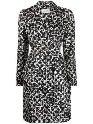 

Floral-print belted silk dress, Lanvin Floral-print belted silk dress
