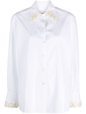 

Embroidered-trim cotton shirt, Lanvin Embroidered-trim cotton shirt