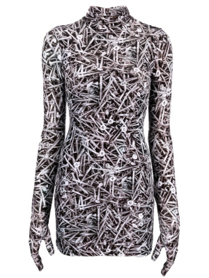 

Screws velvet mini dress, VETEMENTS Screws velvet mini dress