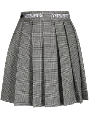 

Pleated houndstooth-pattern wool skirt, VETEMENTS Pleated houndstooth-pattern wool skirt