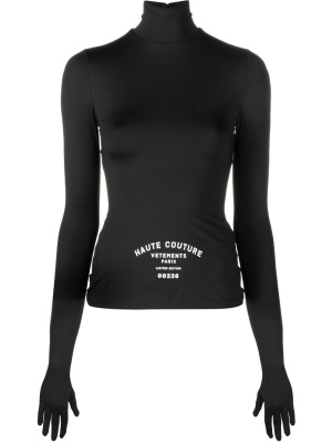 

High-neck glove-sleeves top, VETEMENTS High-neck glove-sleeves top