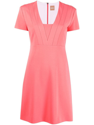 

Square neck salmon short dress, BOSS Square neck salmon short dress