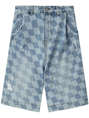 

Distressed checkerboard-print shorts, Ader Error Distressed checkerboard-print shorts