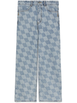 

Checkerboard-print straight-leg jeans, Ader Error Checkerboard-print straight-leg jeans