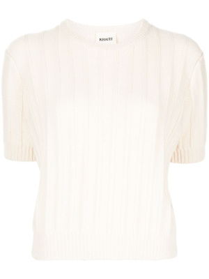 

Cashmere cable-knit cropped T-shirt, KHAITE Cashmere cable-knit cropped T-shirt