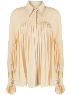 

Flounce-sleeved pleated shirt, KHAITE Flounce-sleeved pleated shirt