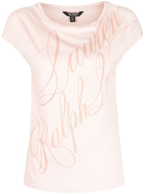 

Tonal script logo-print T-shirt, Lauren Ralph Lauren Tonal script logo-print T-shirt