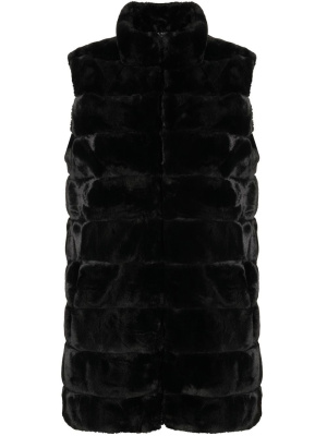 

Faux-fur quilted puffer vest, Lauren Ralph Lauren Faux-fur quilted puffer vest