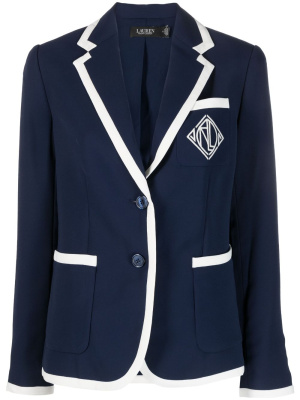 

Logo-embroidered single-breasted blazer, Lauren Ralph Lauren Logo-embroidered single-breasted blazer
