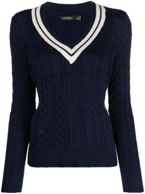 

Striped-edge cable-knit jumper, Lauren Ralph Lauren Striped-edge cable-knit jumper