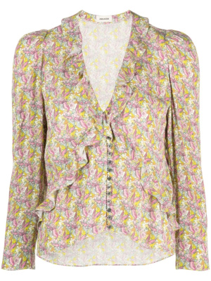 

Tresse ruffled long-sleeve blouse, Zadig&Voltaire Tresse ruffled long-sleeve blouse