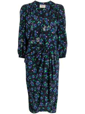 

Draped floral-print midi dress, Zadig&Voltaire Draped floral-print midi dress