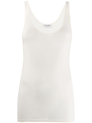 

Semi-sheer rib-knit tank top, Saint Laurent Semi-sheer rib-knit tank top