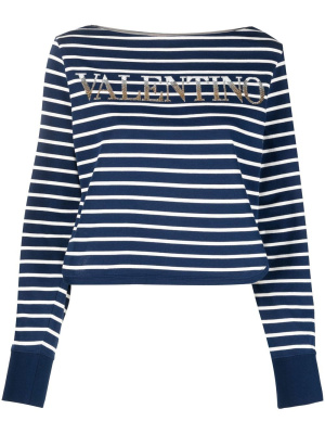 

Striped sequin-logo top, Valentino Garavani Striped sequin-logo top