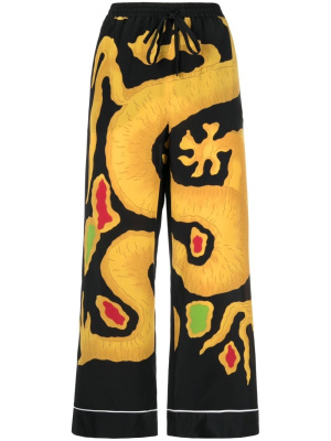 

Dragon-print cropped silk trousers, Valentino Garavani Dragon-print cropped silk trousers