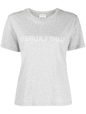 

Reverse logo-print short-sleeve T-shirt, Saint Laurent Reverse logo-print short-sleeve T-shirt