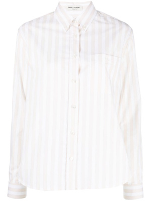 

Embroidered-logo striped shirt, Saint Laurent Embroidered-logo striped shirt