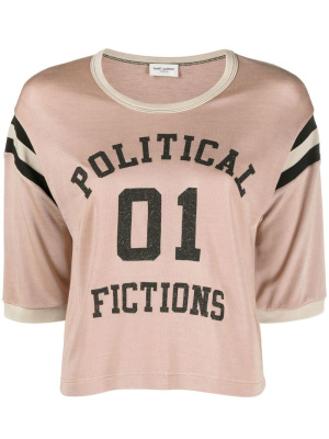 

Slogan-print cropped T-shirt, Saint Laurent Slogan-print cropped T-shirt